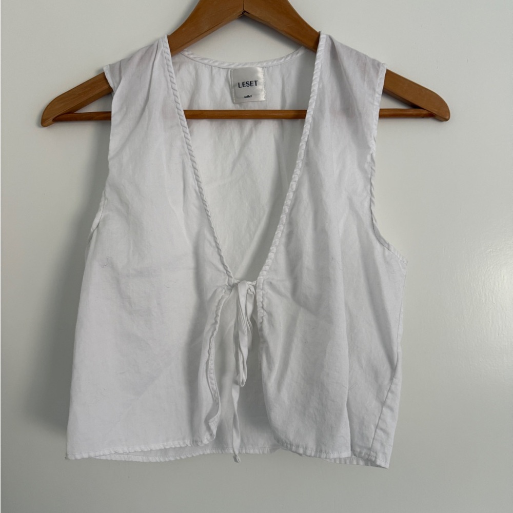 LESET White Tie-Front Blouse